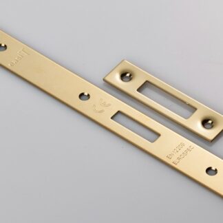 EuroSpec FSF5015PVD Forend Strike & Fixing Pack To Suit Din Euro Deadlock-PVD-Square Forend (LEAD TIME: 2-3 DAYS)