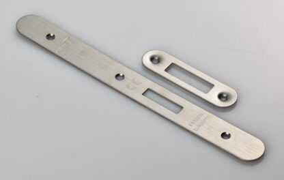 EuroSpec FSF5015SSS/R Forend Strike & Fixing Pack To Suit Din Euro Deadlock-Satin Stainless Steel-Radius Forend (LEAD TIME: 2-3 DAYS)