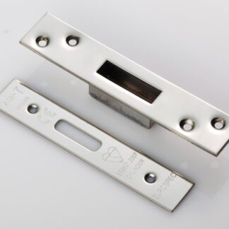 EuroSpec FSF5029BSS Forend Strike & Fixing Pack To Suit BS8621 Cylinder Deadlock-Bright Stainless Steel-Square Forend (LEAD TIME: 2-3 DAYS)
