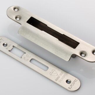 EuroSpec FSF5030SSS/R Forend Strike & Fixing Pack To Suit BS8621 Cylinder Sashlock-Satin Stainless Steel-Radius Forend (LEAD TIME: 2-3 DAYS)