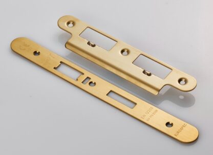 EuroSpec FSF5032PVD/R Forend Strike & Fixing Pack To Suit Din Escape Lock-PVD-Radius Forend (LEAD TIME: 2-3 DAYS)