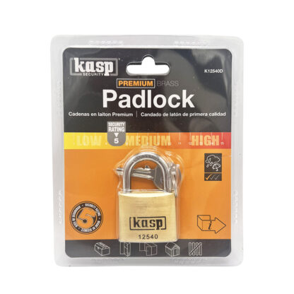Kasp 125 Series 40mm Open Shackle Brass Padlock - Image 3