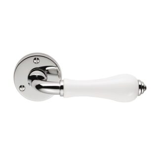 Carlisle Brass PLWCP Porcelain Lever on Round Rose White Polished Chrome (LEAD TIME: 2-3 DAYS)