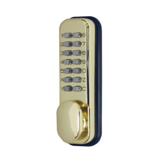 CQR SBL310/B Push Button Lock | Traditional Code | Knob | Brass Plated | 3 - 7 Digits | Hold Back (LEAD TIME: 2-3 DAYS)