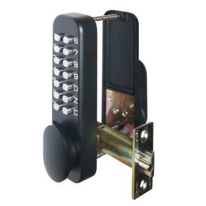 CQR SBL310/BL Push Button Lock | Traditional Code | Knob | Black | 3 - 7 Digits | Hold Back (LEAD TIME: 2-3 DAYS)