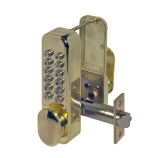 CQR SBL315/B Push Button Lock | Easy Code | Knob | Brass Plated | 1 - 11 Digits | Hold Back (LEAD TIME: 2-3 DAYS)