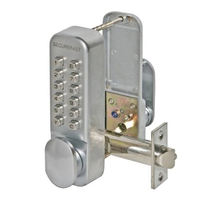 CQR SBL315/S Push Button Lock | Easy Code | Knob | Satin Chrome | 1 - 11 Digits | Hold Back (LEAD TIME: 2-3 DAYS)