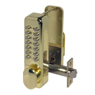 CQR SBL320/B Push Button Lock | Easy Code | Knob | Brass Plated | 1 - 13 Digits | Hold Back (LEAD TIME: 2-3 DAYS)