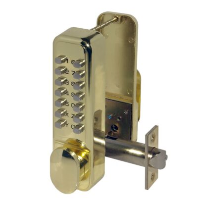 CQR SBL320/B Push Button Lock | Easy Code | Knob | Brass Plated | 1 - 13 Digits | Hold Back (LEAD TIME: 2-3 DAYS)