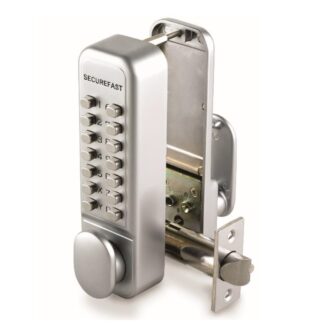 CQR SBL320/S Push Button Lock | Easy Code | Knob | Satin Chrome | 1 - 13 Digits | Hold Back (LEAD TIME: 2-3 DAYS)