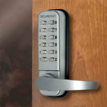 CQR SBL330/SL Push Button Lock | Easy Code Plus | Lever | Satin Chrome | 1 - 11 Digits (LEAD TIME: 2-3 DAYS) - Image 2