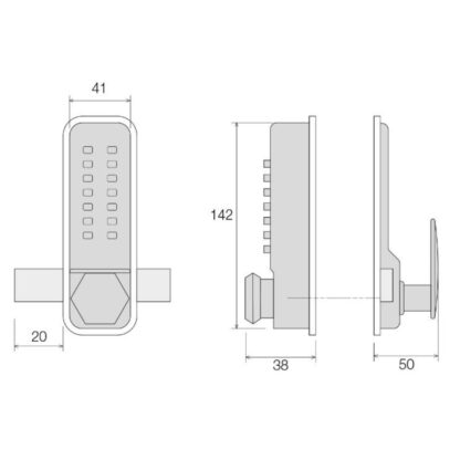 CQR SBL340/S Push Button Lock | Traditional Code | Knob | Satin Chrome | 3 - 7 Digits | With Dead Bolt (LEAD TIME: 2-3 DAYS) - Image 2