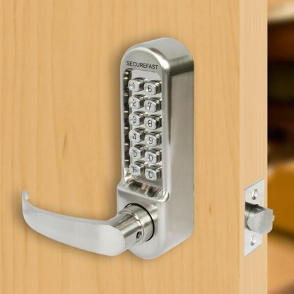 CQR SBL365P/S Push Button Lock | Easy Code | Lever | Satin Chrome | 1 - 11 Digits (LEAD TIME: 2-3 DAYS) - Image 2
