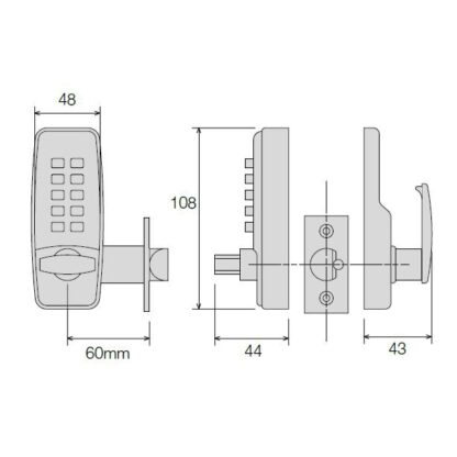 CQR SBL370/S Push Button Lock | Traditional Code | Knob | Satin Chrome | 2 - 4 Digits (LEAD TIME: 2-3 DAYS) - Image 3