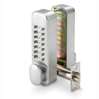 CQR SBL380/S Push Button Lock | Easy Code | Knob | Satin Chrome | 1 - 13 Digits | Hold Back | Both Sides (LEAD TIME: 2-3 DAYS)