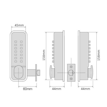 CQR SBL380/S Push Button Lock | Easy Code | Knob | Satin Chrome | 1 - 13 Digits | Hold Back | Both Sides (LEAD TIME: 2-3 DAYS) - Image 2