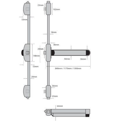 CQR SED401-ELR-MS-SE 400 Series Single Point Motorised Touchbar Panic Latch with Microswitch (LEAD TIME: 2-3 DAYS) - Image 2
