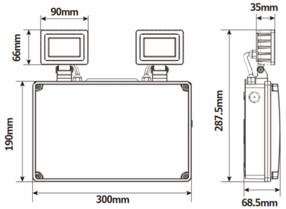 CQR TS/8/ST/WH/865 SELF TEST - H O Emergency LED Twin Spot, 2x500lm, IP65 (LEAD TIME: 2-3 DAYS) - Image 2