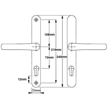 Cego Lever Lever UPVC Multipoint Door Handles -  70mm PZ Sprung 215mm Screw centres - Image 2