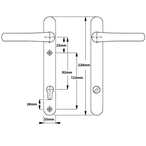 Mila Pro Secure TS007 2* Lever Lever UPVC Multipoint Door Handles -  92mm PZ Sprung 122mm Screw Centres - Image 2