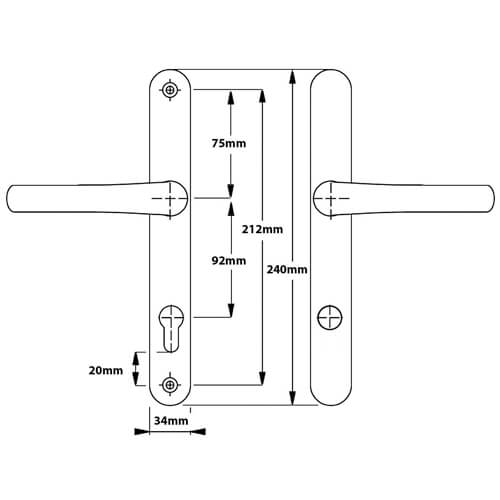 Mila Pro Secure TS007 2* Lever Lever UPVC Multipoint Door Handles -  92mm PZ Sprung 212mm Screw Centres - Image 2
