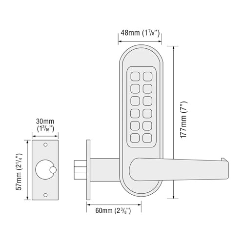 Codelocks CL510 & CL515 Marine Tubular Mortice Latch (LEAD TIME: 2-3 DAYS) - Image 2
