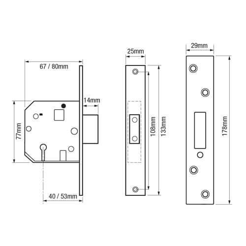 (Ex Chubb) Union 3G114 Non British Standard 5 Lever Mortice Deadlock - Image 2