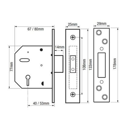 (Ex Chubb) Union 3G115 Non British Standard 5 Lever Mortice Deadlock - Image 2