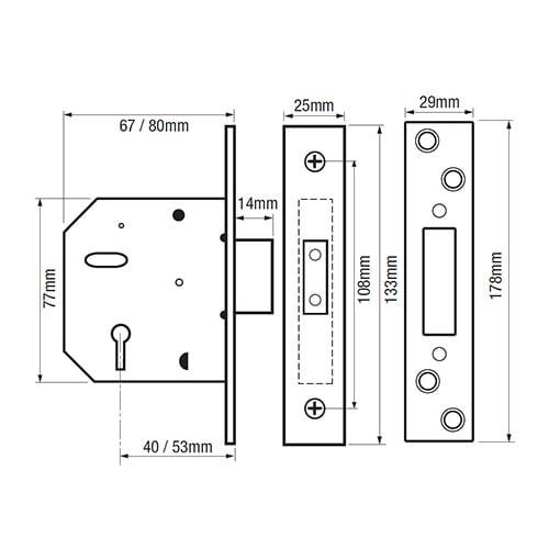 (Ex Chubb) Union 3G115 Non British Standard 5 Lever Mortice Deadlock - Image 2
