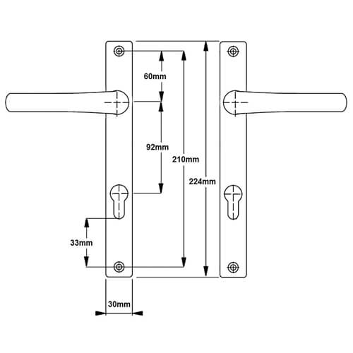 Wilka Lever Lever UPVC Multipoint Door Handles -  92mm PZ Unsprung 212mm Screw Centres - Image 2