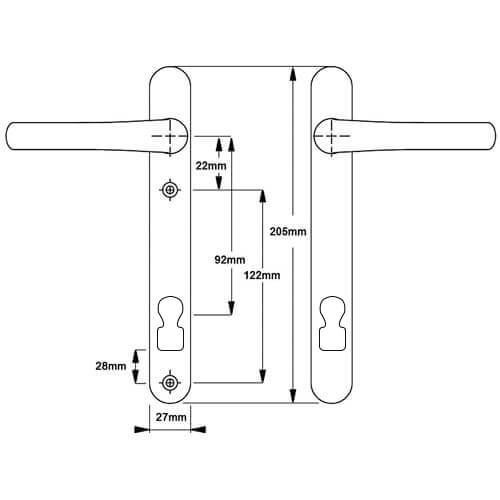 ERA Invincible Surefire Lever Lever UPVC Multipoint Door Handles -  92mm PZ 122mm Screw Centres - Image 2