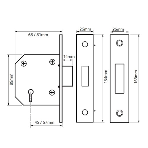 Union 2103 Strongbolt 3 Lever Mortice Deadlock - Image 2