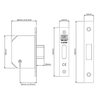 Union 2105 Non British Standard 5 Lever Mortice Deadlock - Image 2