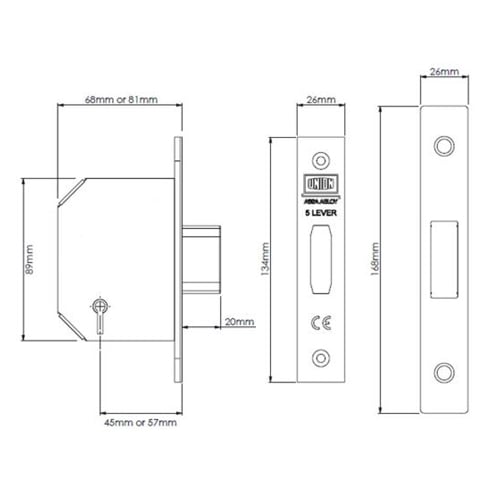 Union 2105 Non British Standard 5 Lever Mortice Deadlock - Image 2