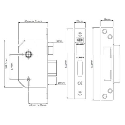 Union 2205 Strongbolt Non British Standard 5 Lever Mortice Sashlock - Image 2