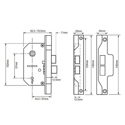 Union 2242 Rebated 2 Lever Mortice Sashlock - Image 2