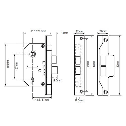 Union 2242 Rebated 2 Lever Mortice Sashlock - Image 2