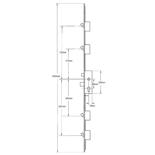 Maco Latch Deadbolt and 4 Hooks Multipoint Door Lock - Image 2