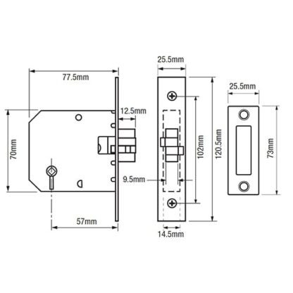 Union 2426 Sliding Bathroom Mortice Clawbolt - Image 2