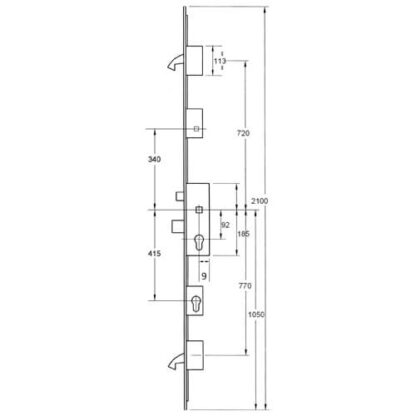 Winkhaus Cobra 55/92 Latch Deadbolt 2 Hooks Lift Lever Multipoint Door Lock - with Entryguard Lockout Facility - Image 2