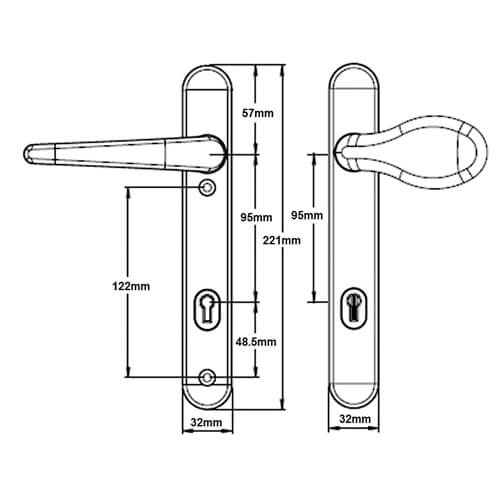 Era Vectis Classic Lever Moveable Pad UPVC Multipoint Door Handles - 95mm PZ Sprung 122mm Screw Centres - Image 3