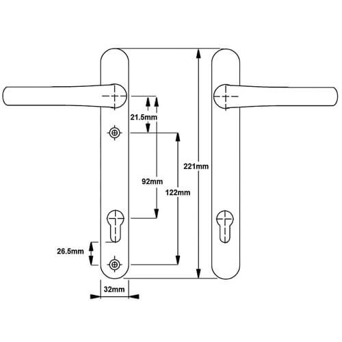 ERA Classic Lever Lever UPVC Multipoint Door Handles -  92mm PZ Sprung 122mm Screw Centres - Image 4