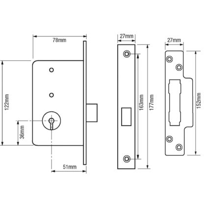 Wellington Fort 4H 6 Lever Mortice Deadlock - Image 2