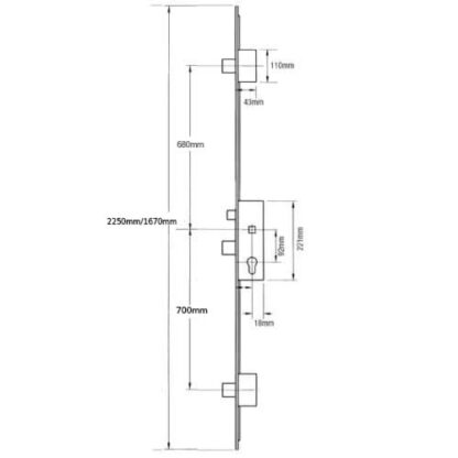 ERA Latch 3 Deadbolts Split Spindle Multipoint Door Lock - Option 2 (top deadbolt to spindle = 680mm) - Image 2