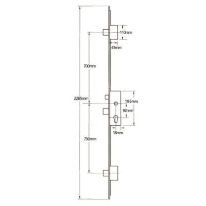 GU Secury A2 Latch 3 Deadbolts Auto Locking Multipoint Door Lock (top deadbolt to spindle = 700mm) - Image 2