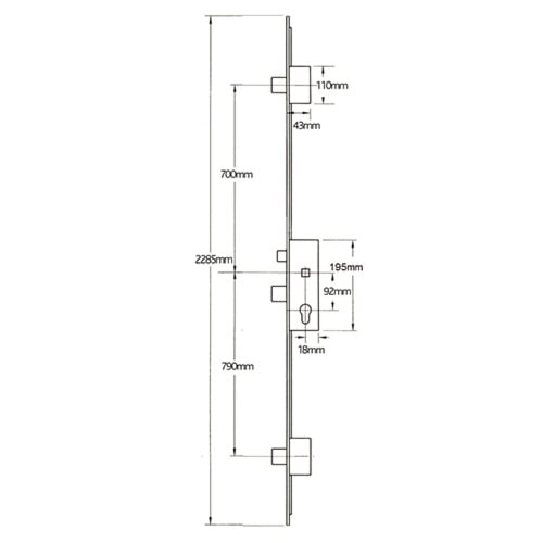 GU Secury A2 Latch 3 Deadbolts Auto Locking Multipoint Door Lock (top deadbolt to spindle = 700mm) - Image 2