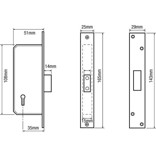 TWH Legge Replacement 5511 Non British Standard 5 Lever 2" Mortice Deadlock - Image 2