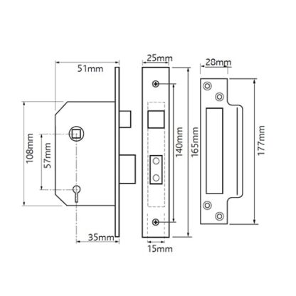 TWH Legge Replacement 5512 Non British Standard 5 Lever 2" Mortice Sashlock - Image 2