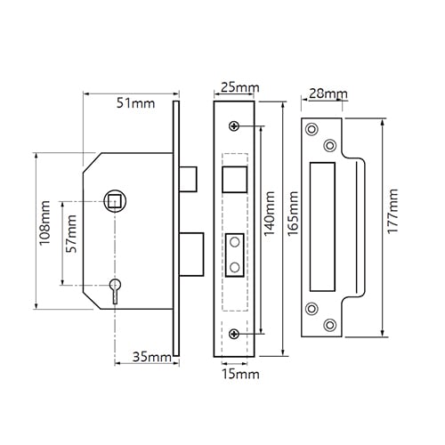 TWH Legge Replacement 5512 Non British Standard 5 Lever 2" Mortice Sashlock - Image 2