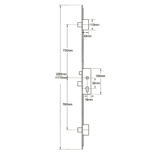 GU Secury A2 Latch 3 Deadbolts Auto Locking Multipoint Door Lock (top deadbolt to spindle = 730mm) - Image 2